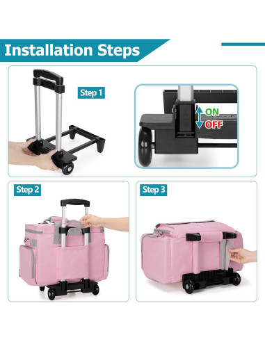 Funda de Máquina de Coser LUXJA Rosa con Ruedas y Bolsillos