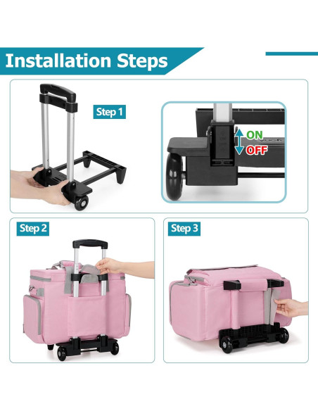 Funda de Máquina de Coser LUXJA Rosa con Ruedas y Bolsillos