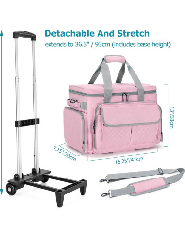 Funda de Máquina de Coser LUXJA Rosa con Ruedas y Bolsillos