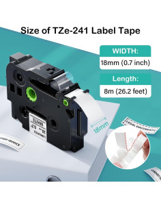 Cinta de Etiqueta Labelife TZe-241 18mm Negra sobre Blanca - 5 Pack 2