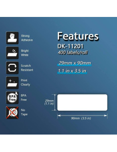 Etiquetas de Dirección BETCKEY DK-1201 - 10 Rollos (4000 Etiquetas) 2