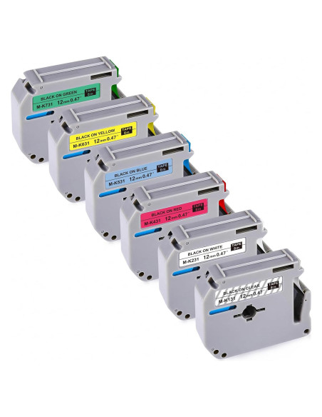 Cinta de Etiqueta TITBIT 6PK 12mm para Brother P Touch