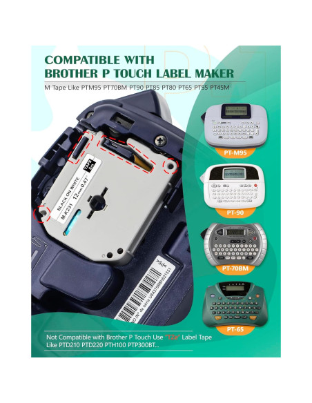 Cinta de Etiqueta TITBIT 6PK 12mm para Brother P Touch