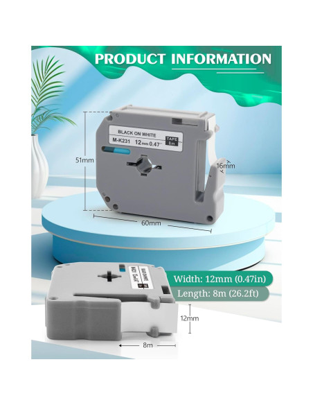 Cinta de Etiqueta TITBIT 6PK 12mm para Brother P Touch