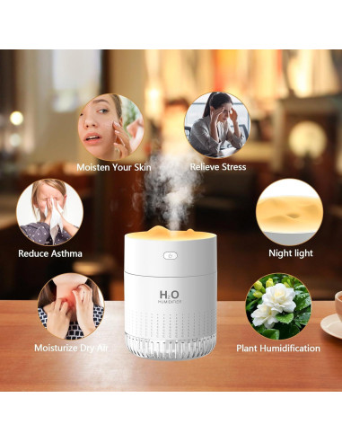 Humidificador Mini HOTBAG 350ml USB Silencioso Luz Nocturna