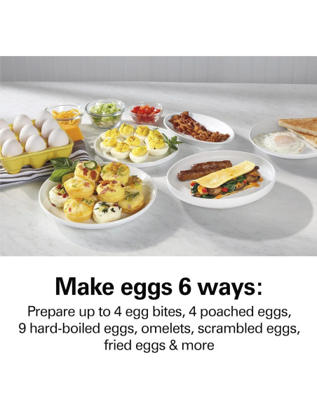 Cocedor de Huevos Eléctrico Hamilton Beach 25510 6 en 1 Gris