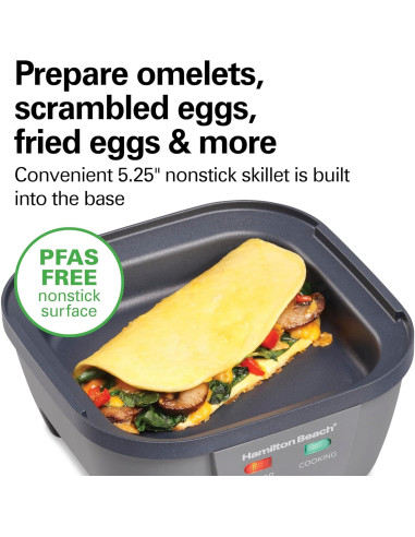 Cocedor de Huevos Eléctrico Hamilton Beach 25510 6 en 1 Gris