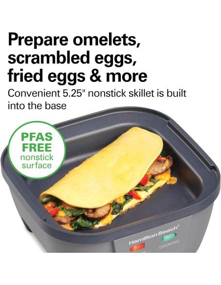 Cocedor de Huevos Eléctrico Hamilton Beach 25510 6 en 1 Gris