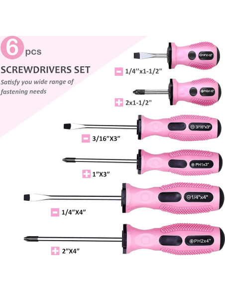 Juego de Destornilladores Magnéticos 21 Piezas FASTPRO Rosa