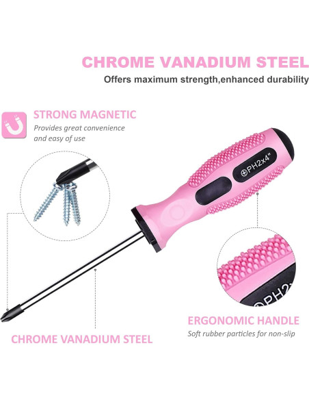 Juego de Destornilladores Magnéticos 21 Piezas FASTPRO Rosa