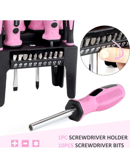 Juego de Destornilladores Magnéticos 21 Piezas FASTPRO Rosa