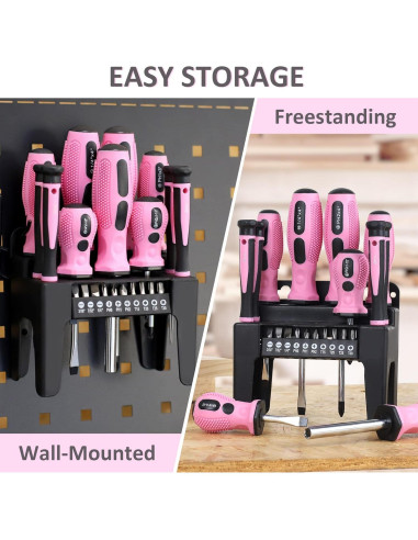 Juego de Destornilladores Magnéticos 21 Piezas FASTPRO Rosa