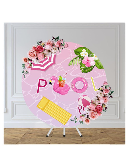 Cubierta de fondo redonda CHNYWORK 2m rosa flamenco para fiesta