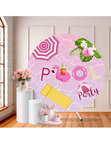 Cubierta de fondo redonda CHNYWORK 2m rosa flamenco para fiesta