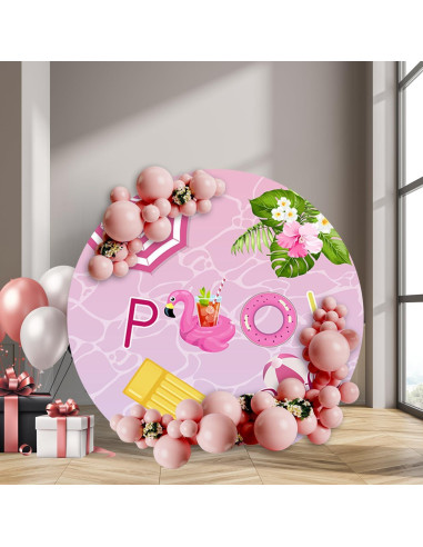 Cubierta de fondo redonda CHNYWORK 2m rosa flamenco para fiesta