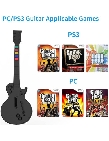 Controlador de guitarra inalámbrico NBCP para PC y PS3 - Negro