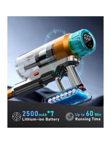 Aspiradora Inalámbrica MBYULO EHBL 600W 55Kpa 60Min 8 en 1