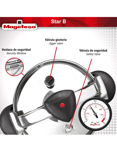 Olla a Presión Magefesa Star 6.3 Qt Acero Inoxidable 18/10