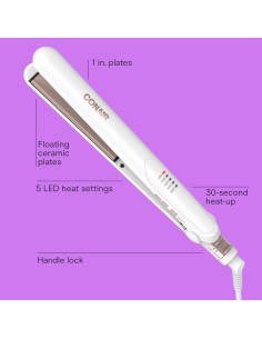 Plancha de Pelo Conair Doble Cerámica 1 Pulgada Blanca 2