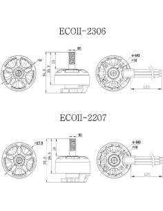 Motor Sin Escobillas Emax ECO II 2306 1700KV para Drone RC 2