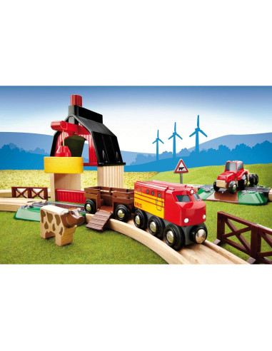 Conjunto de Ferrocarril de Granja BRIO 33719 - 20 Piezas Interactivas