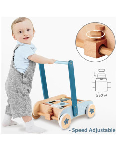 Carrito de Bebé de Madera PairPear con Bloques y Freno 2