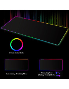 Alfombrilla de Ratón RGB Meffort Inc 60x35cm Negra LED 2