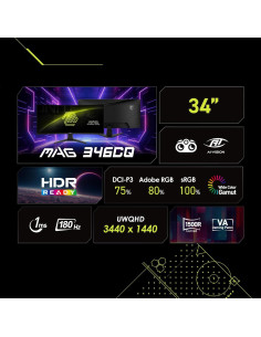 Monitor Curvo de Juegos MSI MAG 346CQ 34" UWQHD 180Hz 1ms 2