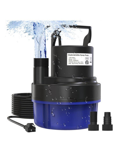 Bomba de Agua Sumergible AgiiMan 1/2HP 2500GPH para Drenaje