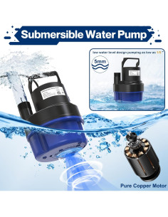 Bomba de Agua Sumergible AgiiMan 1/2HP 2500GPH para Drenaje 2