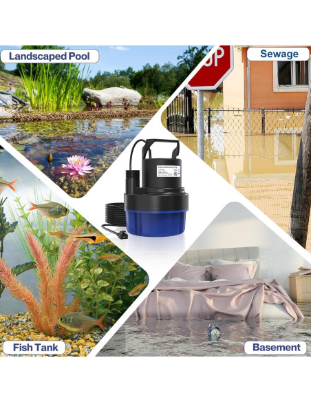 Bomba de Agua Sumergible AgiiMan 1/2HP 2500GPH para Drenaje