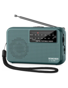 Mini Radio AM FM SEANCHEER Verde Portátil a Batería 76g