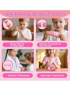 Kit de Doctor de Madera XZZO para Niños 3 a 5 Años 2