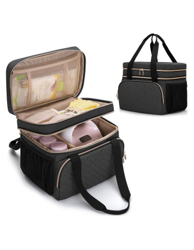 Bolsa Doble Capa Luxja para Extractor de Leche Negra 29x18x24cm