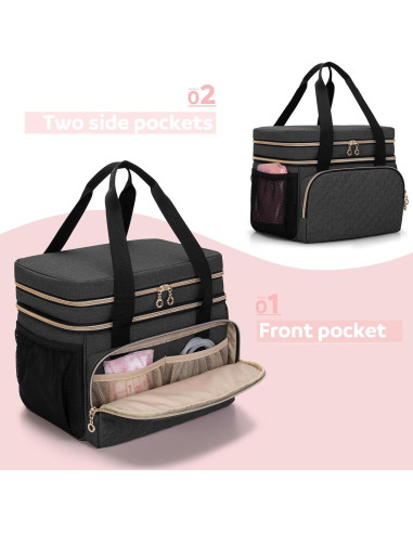 Bolsa Doble Capa Luxja para Extractor de Leche Negra 29x18x24cm