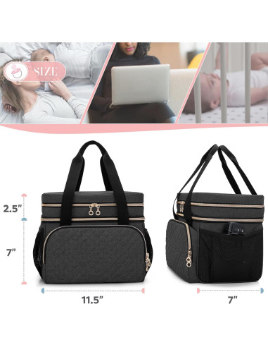Bolsa Doble Capa Luxja para Extractor de Leche Negra 29x18x24cm