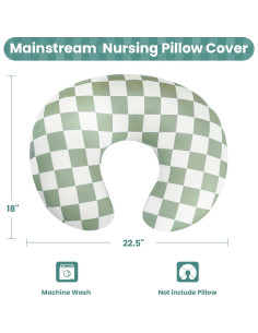 Funda de Almohada de Lactancia Beyunz Verde Salvia Cuadrícula 2