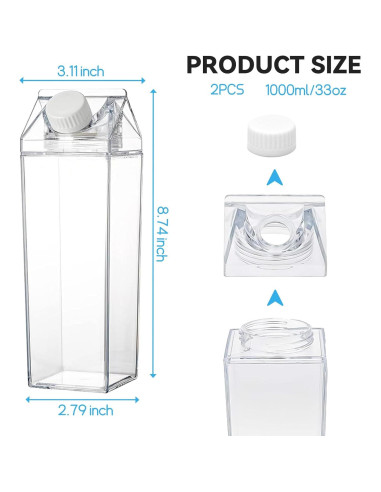 Paquete de 2 Botellas de Agua Canumer 1 L A Prueba de Fugas