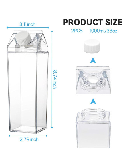 Paquete de 2 Botellas de Agua Canumer 1 L A Prueba de Fugas