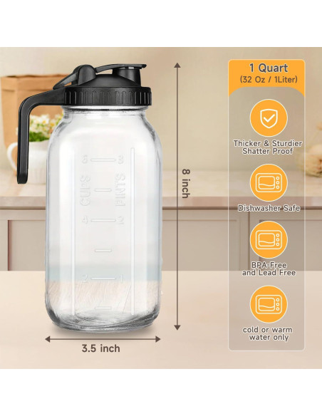 Jarra de Leche Materna de Vidrio Deeriz 946ml con Tapa Hermética