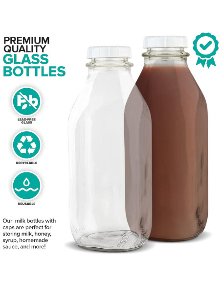 Botellas de Vidrio para Leche Stock Your Home 2 Unidades 1L