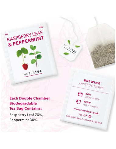 Té Herbal Nutra Tea Hoja de Frambuesa y Menta - 20 Bolsitas