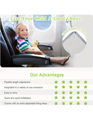 Cama de avión para niños pequeños Gris - Extensor de asiento