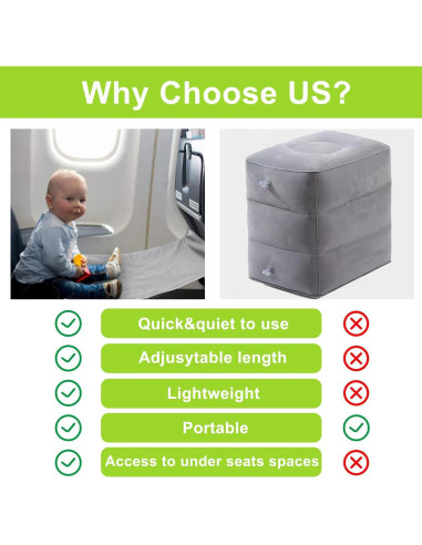 Cama de avión para niños pequeños Gris - Extensor de asiento