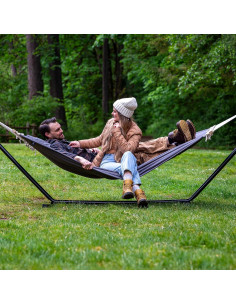 Hamaca SUNCREAT para 2 Personas con Soporte 3.66m Gris Oscuro 2