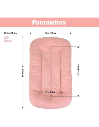 Cojín Orgánico para Bebés 0-24 Meses Algodón Suave Rosa