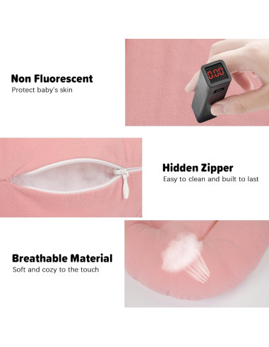 Cojín Orgánico para Bebés 0-24 Meses Algodón Suave Rosa