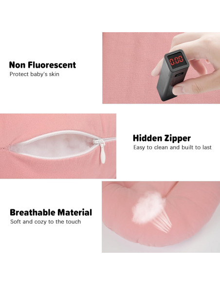 Cojín Orgánico para Bebés 0-24 Meses Algodón Suave Rosa Cojín Orgánico para Bebés 0-24 Meses Algodón Suave Rosa