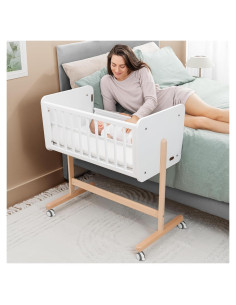 Cuna Lateral de Madera Comfy Cubs - Ajustable y Segura