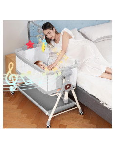 Cuna Mecedora 3 en 1 MEICHYUN Ajustable con Juguetes Musicales